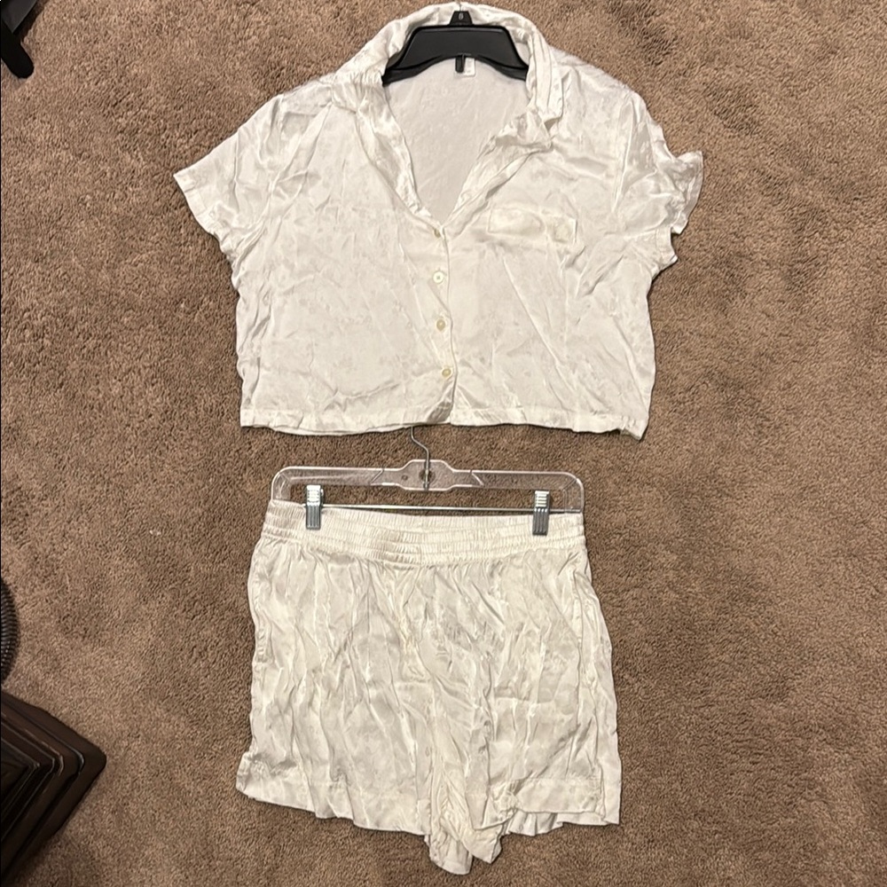 Women's White Silky Sleepwear Set
